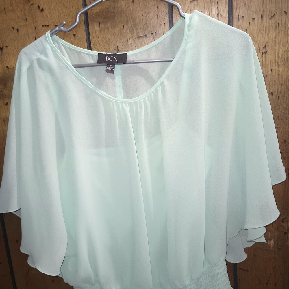 BCX Women's Light Green Chiffon Blouse